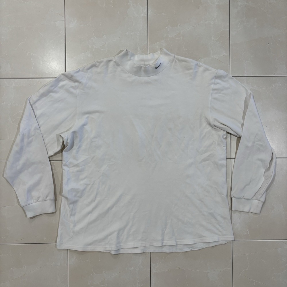 Vintage Nike Mock Neck Long Sleeve T Shirt White Men's Large Y2K 90s Drake ICE